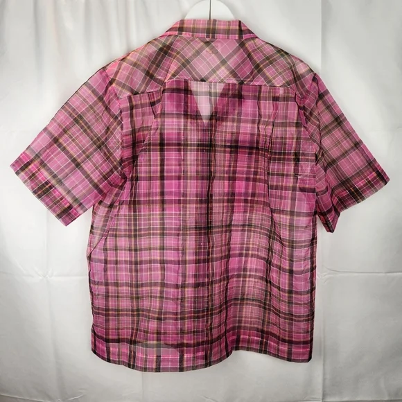 Aritzia Pink Plaid Sheer Top - Picture 10 of 10